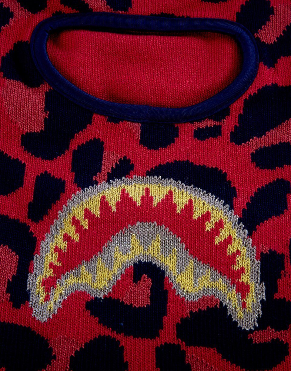 RED LEOPARD GOLD SHARK MOUTH SKI MASK