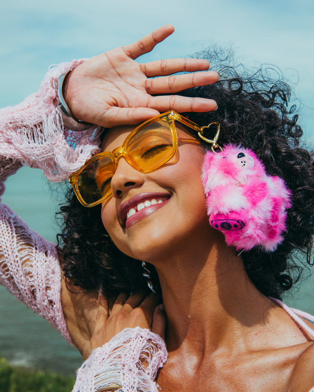 FURZILLA SHARK (PINK CHECK) KEYCHAIN