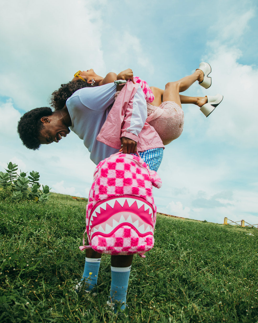 FURZILLA SHARK (PINK CHECK) BACKPACK