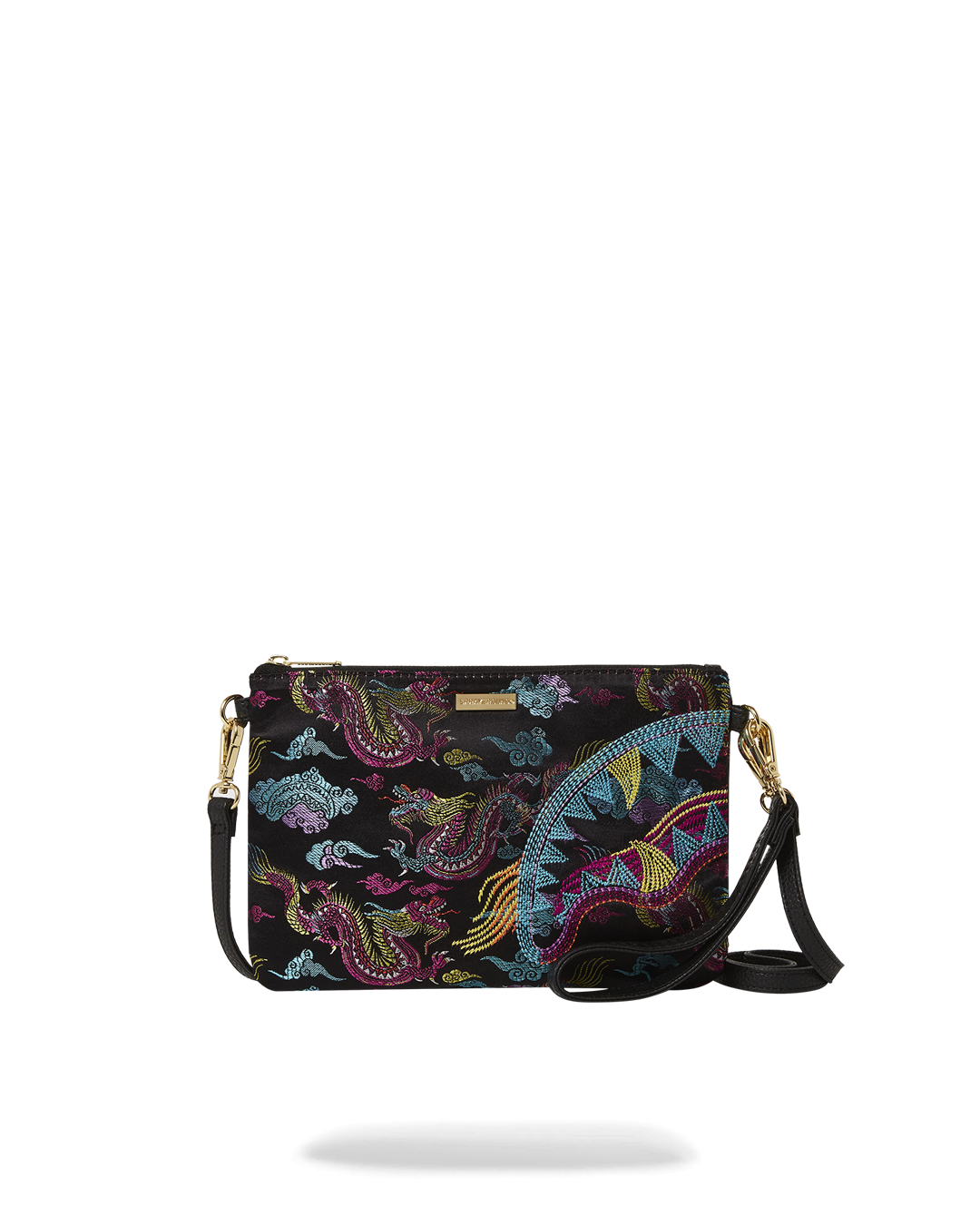 EMBROIDERED DRAGONS CROSSOVER CLUTCH